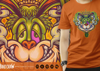 Rabbit king psychedelic festivity t shirt design online