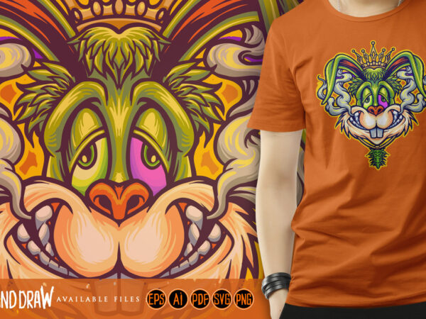 Rabbit king psychedelic festivity t shirt design online