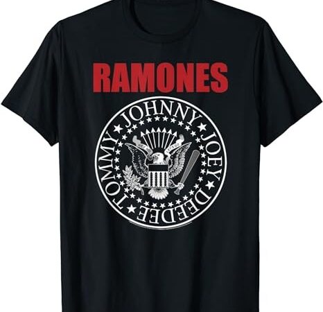 Ramones red text seal rock music band t-shirt