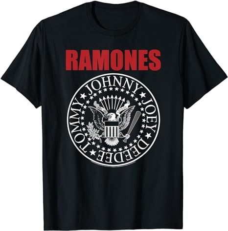 Ramones Red Text Seal Rock Music Band T-Shirt