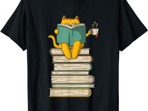 Reading cat – funny book & tea lover gift short sleeve t-shirt