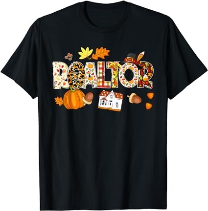Realtor leopard pilgrim hat fall thanksgiving gifts t-shirt Realtor leopard pilgrim hat fall thanksgiving gifts t-shirt