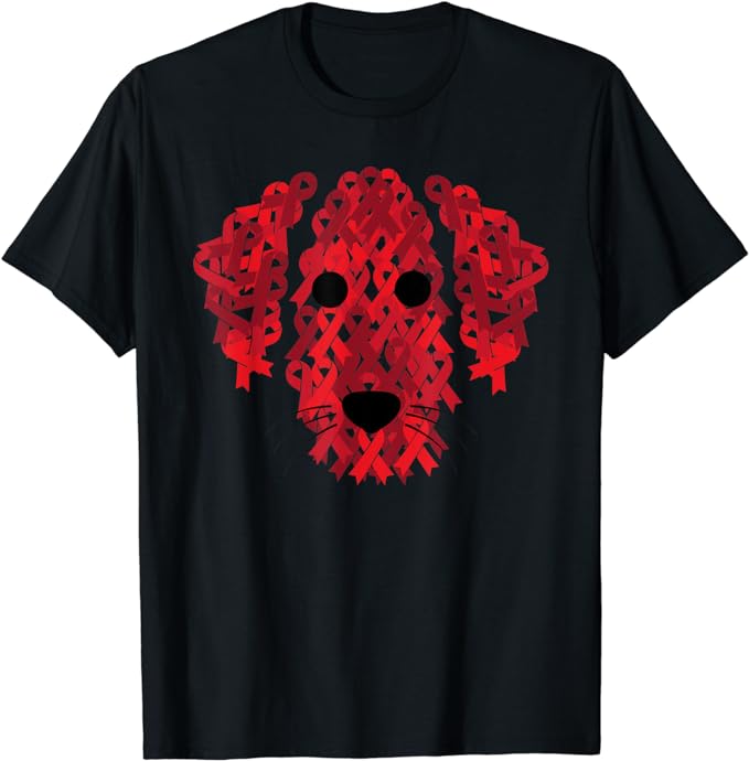 Red Ribbon HIV Aids Brain Aneurysm Dog Awareness Gifts T-Shirt