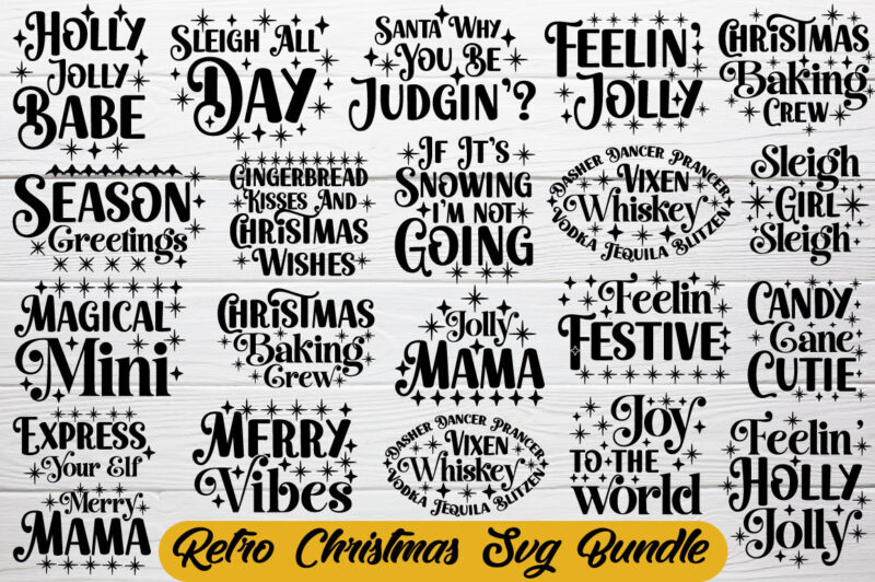 Retro Christmas T-shirt Bundle ‘Retro Christmas Svg Bundle