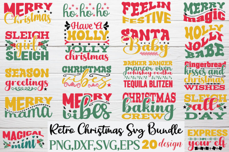 Retro Christmas T-shirt Bundle Retro Christmas Svg Bundle