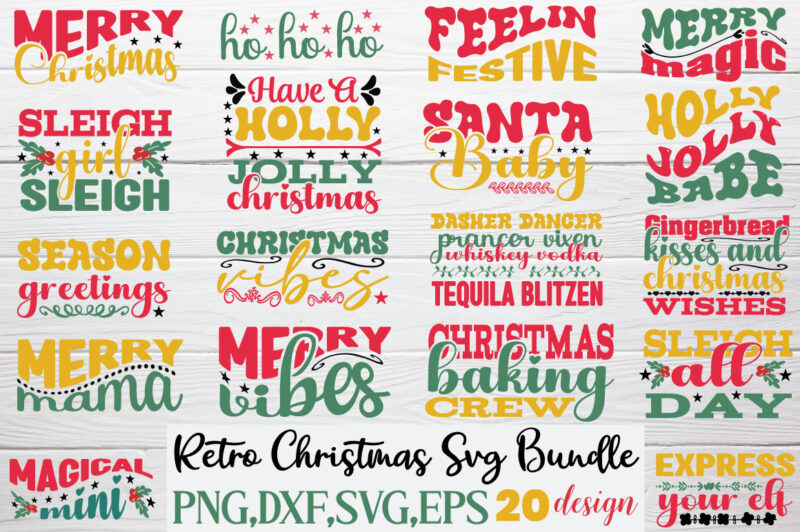 Retro Christmas T-shirt Bundle Retro Christmas Svg Bundle