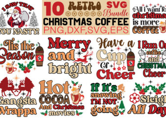 Retro Christmas Coffee T-shirt Bundle Retro Christmas Coffee Svg Bundle