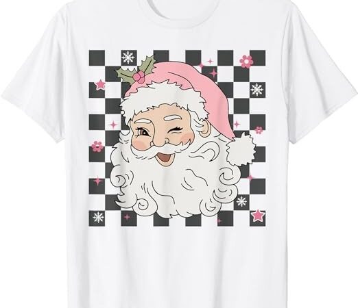 Retro cute santa claus pink christmas design women girl t-shirt