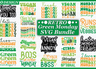 Retro Green Monday SVG Bundle t shirt design online