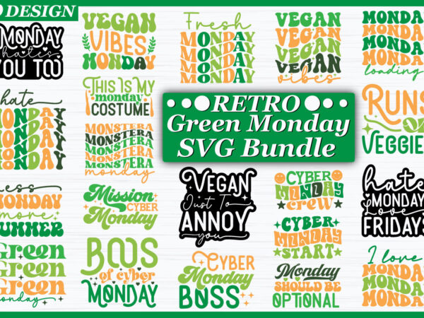Retro green monday svg bundle t shirt design online