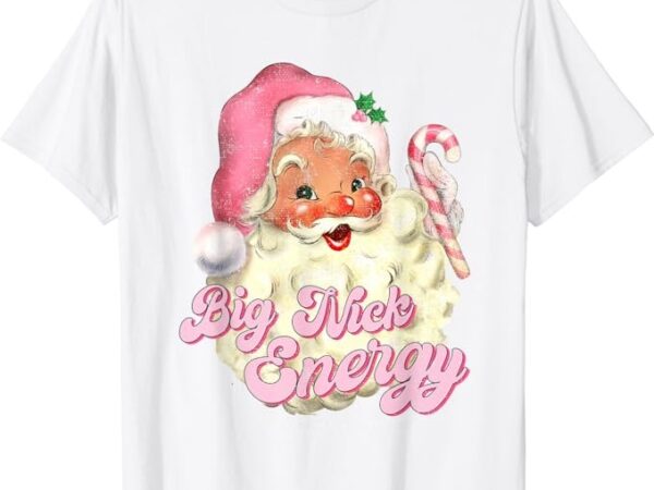Retro groovy big nick santa energy pink santa christmas xmas t-shirt
