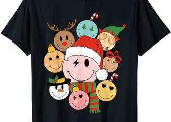 Retro Groovy Santa Smile Face Elf Snowman Christmas Trendy T-Shirt