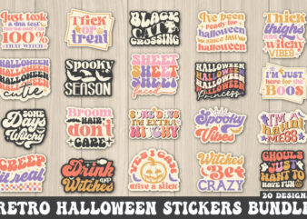 Retro Halloween Stickers Bundle t shirt design online