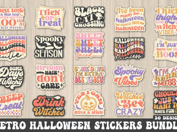 Retro halloween stickers bundle t shirt design online