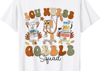 Retro ICU Nurse Gobble Squad Thanksgiving Fall Autumn Turkey T-Shirt