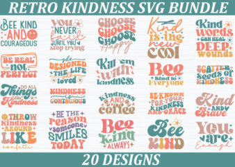 Retro Kindness Quotes SVG Bundle t shirt design online