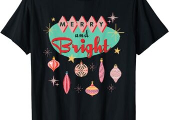 Retro Merry and Bright Mid-Century Modern Christmas Ornament T-Shirt