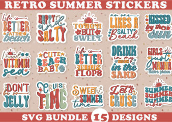 Retro Summer stickers SVG Bundle