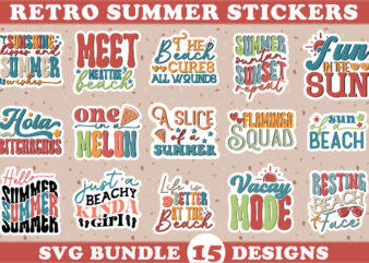 Retro Summer stickers SVG Bundle t shirt design online