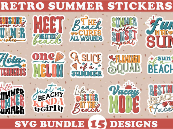 Retro summer stickers svg bundle t shirt design online