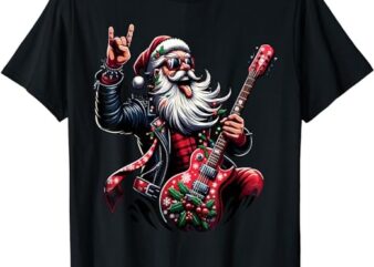 Rock & Roll Christmas Santa Claus Guitar Player T-Shirt