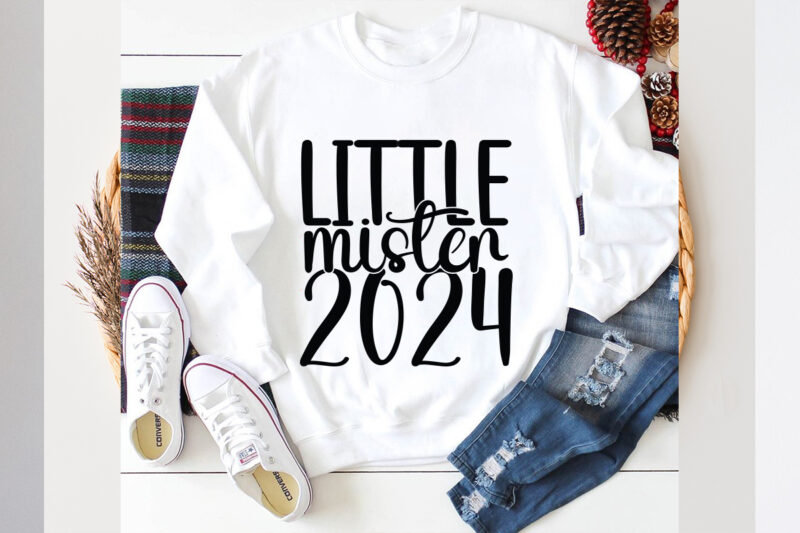 Little mister 2024 SVG design, Little mister 2024 SVG cut file, new year 2024,new year decorations 2024, new year decorations, new year hats