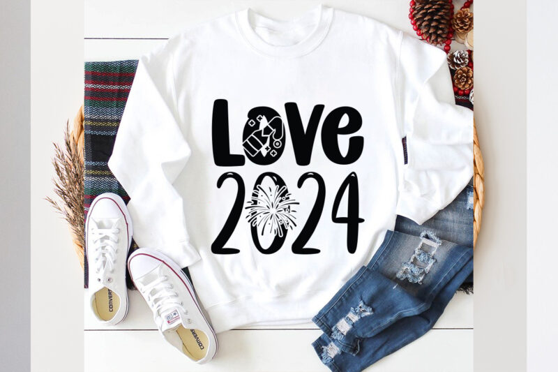 Love 2024 SVG design , Love 2024. SVG cut file,new year 2024,new year decorations 2024, new year decorations, new year hats 2024,new year