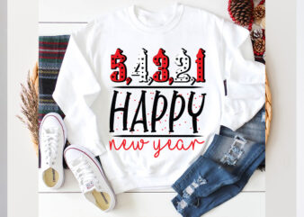 5 4 3 2 1 Happy New Year SVG design, 54321 Happy New Year SVG cut file, t shirt design,new year 2024,new year decorations 2024, new year dec