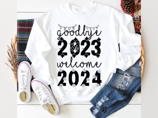Goodbye 2023 welcome 2024 svg design, new year 2024,new year decorations 2024, new year decorations, new year hats 2024,new year earrings,
