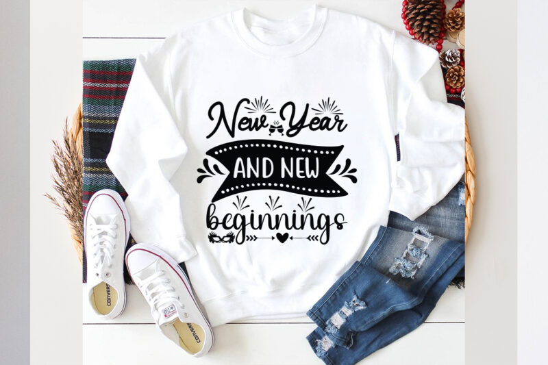 New year and new beginnings SVG design, new year 2024,new year decorations 2024, new year decorations, new year hats 2024,new year earrings