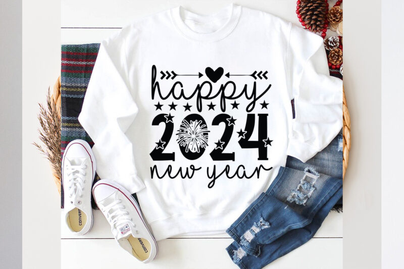 Happy 2024 new year SVG design, Happy 2024 new year SVG cut file, Happy 2024 new year t shirt design, new year 2024,new year decorations 20