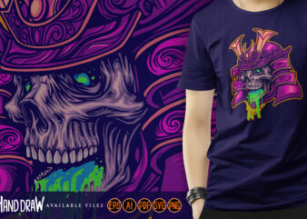 Samurai warrior groovy skull head