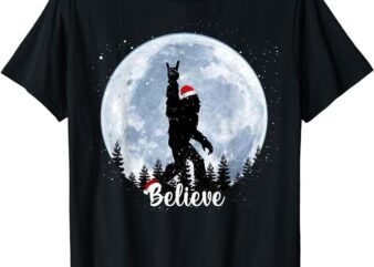 Santa Bigfoot Christmas Rock Roll Sasquatch Believe Xmas T-Shirt