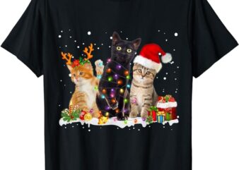 Santa Cat Light Gorgeous Reindeer Pajama Christmas Cat Lover T-Shirt