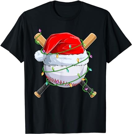 Santa christmas sports women men christmas baseball player t-shirt