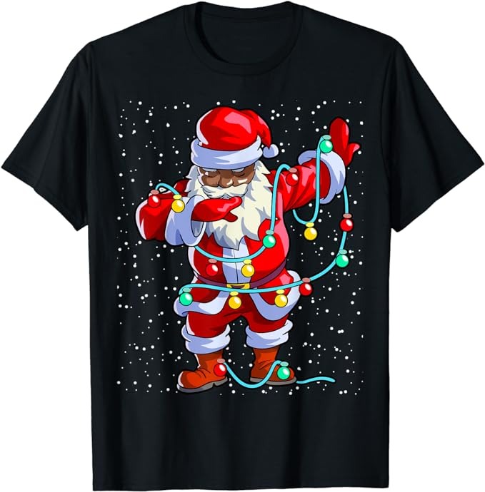 Santa Claus Black Christmas Afro African American Xmas T-Shirt