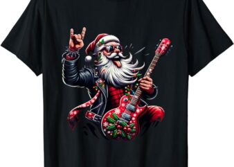 Santa Claus Guitar Player Rock & Roll Christmas T-Shirt