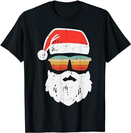 Santa face retro sunglasses christmas xmas men women kids t-shirt