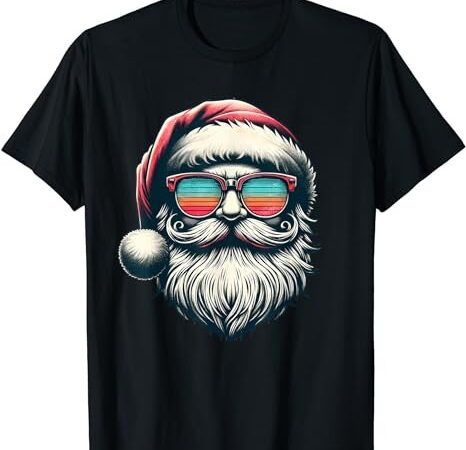 Santa face retro sunglasses christmas xmas men women kids t-shirt