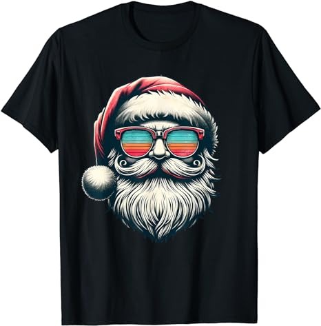 Santa Face Retro Sunglasses Christmas Xmas Men Women Kids T-Shirt