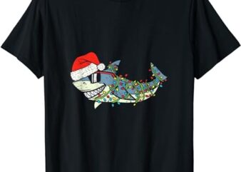 Santa Hat Christmas Lights Shark Christmas Toddler Boys Kids T-Shirt