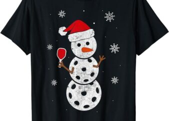 Santa Hat Snowman Gifts For Xmas Funny Pickleball Christmas T-Shirt PNG File