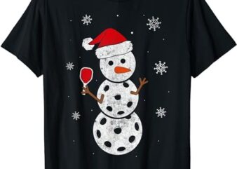 Santa Hat Snowman Gifts For Xmas Funny Pickleball Christmas T-Shirt