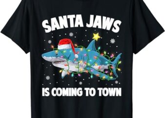 Santa Jaws Shark Christmas Lights Merry Sharkmas Xmas Boys T-Shirt