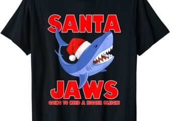 Santa Jaws shark Christmas funny design T-Shirt