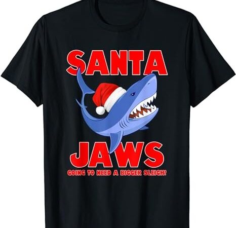 Santa jaws shark christmas funny design t-shirt