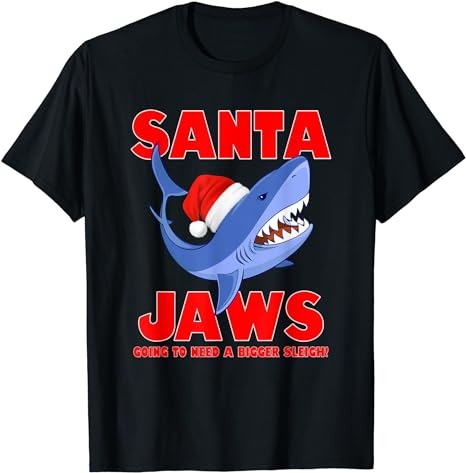 Santa Jaws shark Christmas funny design T-Shirt