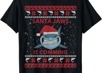 Santa Jaws’s Coming to Town Fun Christmas Shark Ugly Sweater T-Shirt