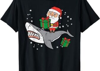 Santa On Shark Cute Christmas Xmas Boys Kids Toddler T-Shirt