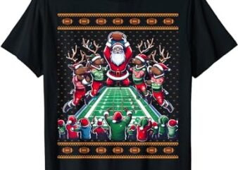 Santa Reindeer Play American Football Christmas Football Fan T-Shirt